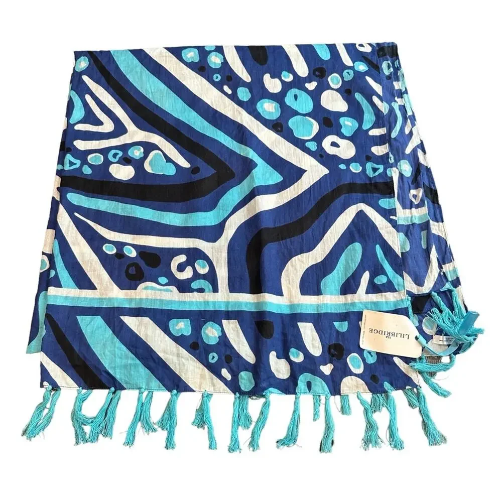 Lilibridge Bahamas Wrap Zebra Cat Blue White Sarong Scarf,Swim Cover Up